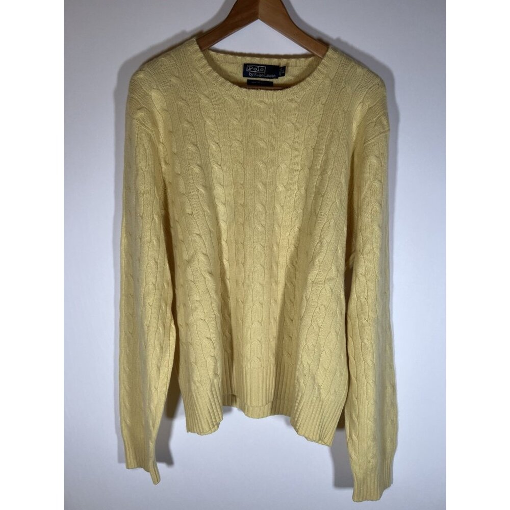 Polo by Ralph Lauren Yellow Cable Knit Crewneck Sweater - Picture 1 of 7